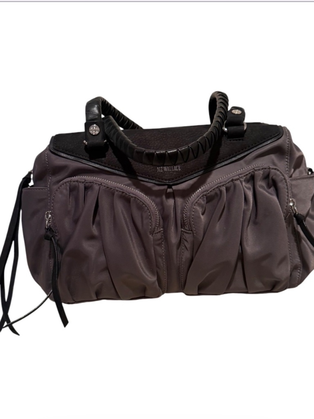 MZ Wallace Black Nylon Crosby Thompson Satchel Multi Pockets - Picture 9 of 10